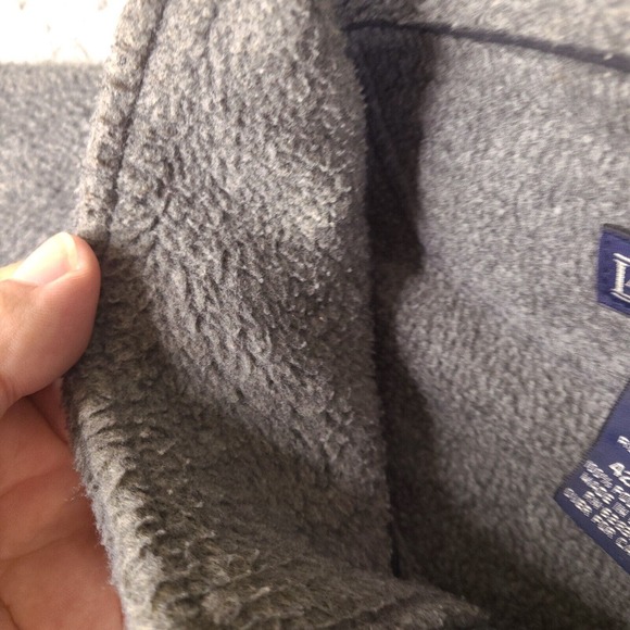 Vintage Lands End Jacket Mens Large Gray Fleece Full Zip Mock Neck Made In USA - Picture 8 of 16
